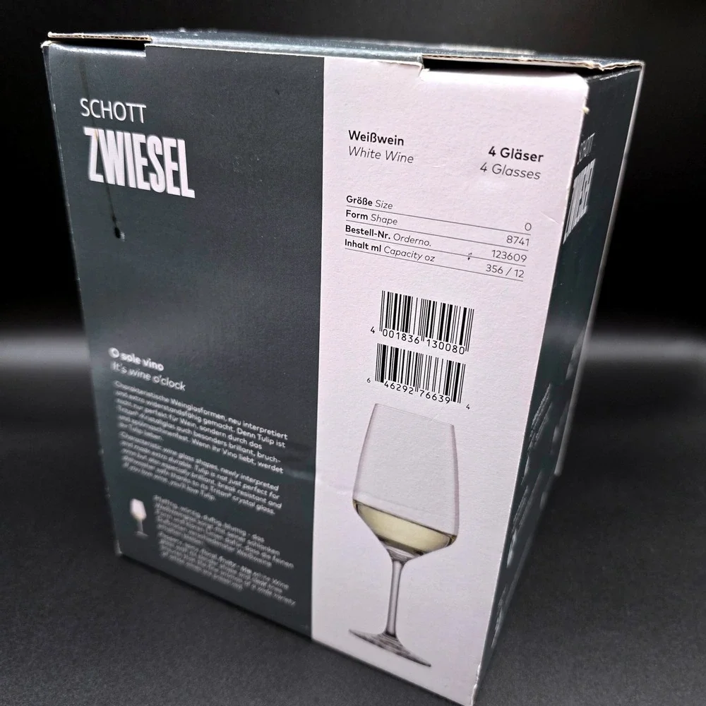 Schott Zwiesel Tulip White Wine Glasses Set of 4 Tritan Crystal 12oz Germany